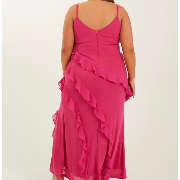 NEW Arula Pink Ruffle Maxi Dress Plus Size B / 2X NWT - Picture 3 of 9